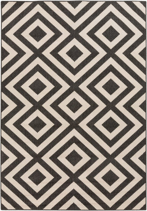 Livabliss Alfresco Flatweave Olefin Area Rug Scandinavian Modern Geometric Indoor Outdoor Accent Black, Beige 5'3" x 7'7" ALF9639-5376