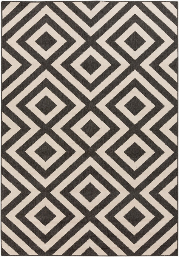 Livabliss Alfresco Flatweave Olefin Area Rug Scandinavian Modern Geometric Indoor Outdoor Accent Black, Beige 5'3" x 7'7" ALF9639-5376