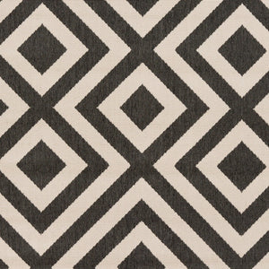 Livabliss Alfresco Flatweave Olefin Area Rug Scandinavian Modern Geometric Indoor Outdoor Accent Black, Beige 8'10" x 8'10" Round ALF9639-89RD