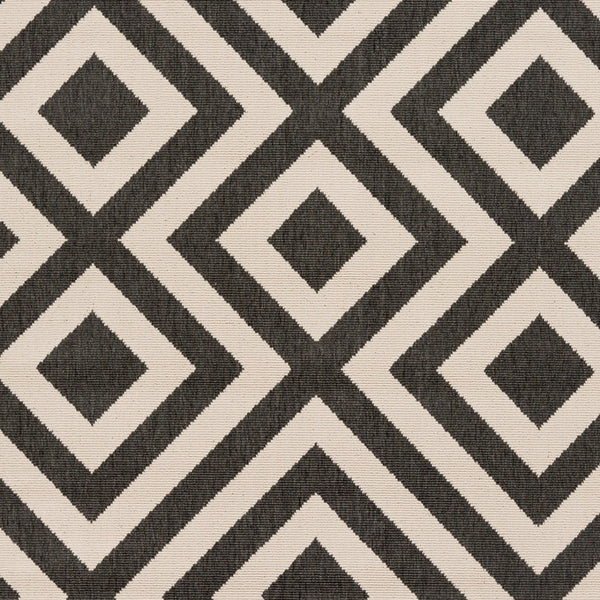 Livabliss Alfresco Flatweave Olefin Area Rug Scandinavian Modern Geometric Indoor Outdoor Accent Black, Beige 8'10" x 8'10" Round ALF9639-89RD
