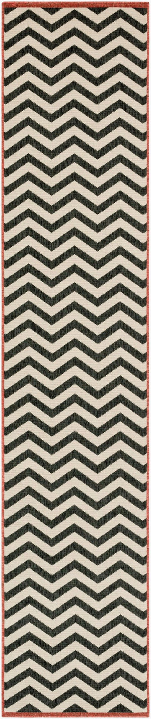 Livabliss Alfresco Geometric Outdoor Runner Rug Woven Polypropylene Patio Deck Uv Resistant Black, Beige 2'5" x 11'10" ALF9646-23119