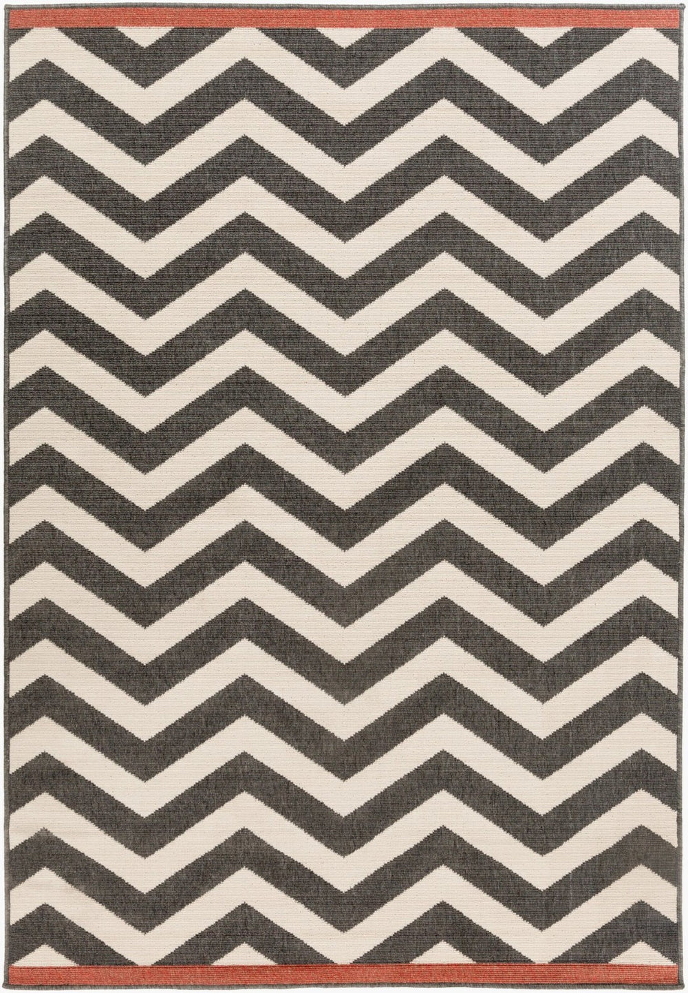 Livabliss Alfresco Geometric Outdoor Runner Rug Woven Polypropylene Patio Deck Uv Resistant Black, Beige 3'7" x 5'7" ALF9646-3656