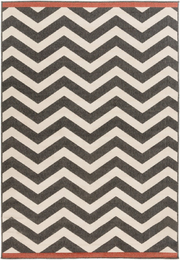 Livabliss Alfresco Geometric Outdoor Runner Rug Woven Polypropylene Patio Deck Uv Resistant Black, Beige 3'7" x 5'7" ALF9646-3656