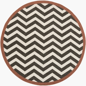 Livabliss Alfresco Geometric Outdoor Runner Rug Woven Polypropylene Patio Deck Uv Resistant Black, Beige 8'10" x 8'10" Round ALF9646-89RD