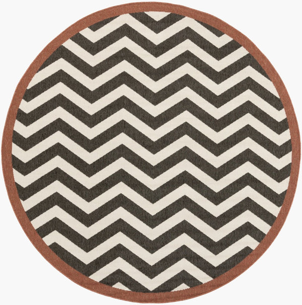 Livabliss Alfresco Geometric Outdoor Runner Rug Woven Polypropylene Patio Deck Uv Resistant Black, Beige 8'10" x 8'10" Round ALF9646-89RD