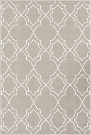 Livabliss Alfresco Flatweave Runner Olefin Cottage Style Rug for Entryways Hallways and Patios Taupe, White 5'3" x 5'3" ALF9651-53RD