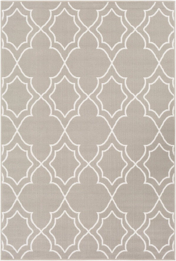 Livabliss Alfresco Flatweave Runner Olefin Cottage Style Rug for Entryways Hallways and Patios Taupe, White 5'3" x 5'3" ALF9651-53RD