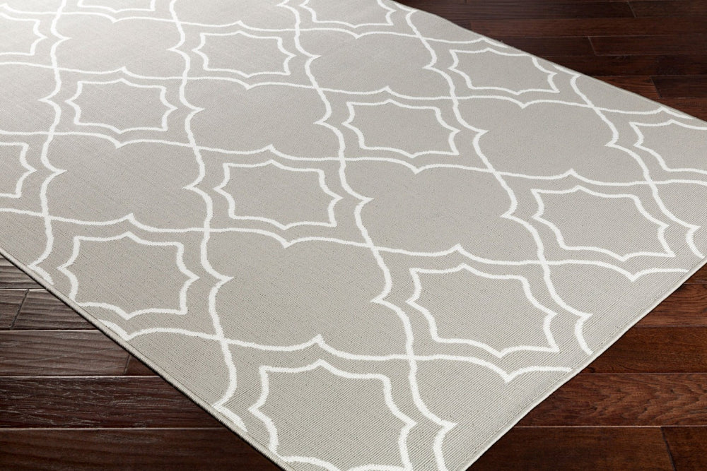 Livabliss Alfresco Flatweave Runner Olefin Cottage Style Rug for Entryways Hallways and Patios Taupe, White 5'3" x 5'3" ALF9651-53RD