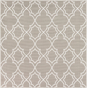Livabliss Alfresco Flatweave Runner Olefin Cottage Style Rug for Entryways Hallways and Patios Taupe, White 7'3" x 7'3" ALF9651-73SQ
