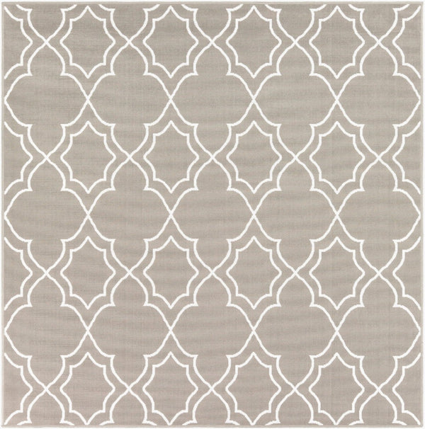 Livabliss Alfresco Flatweave Runner Olefin Cottage Style Rug for Entryways Hallways and Patios Taupe, White 7'3" x 7'3" ALF9651-73SQ