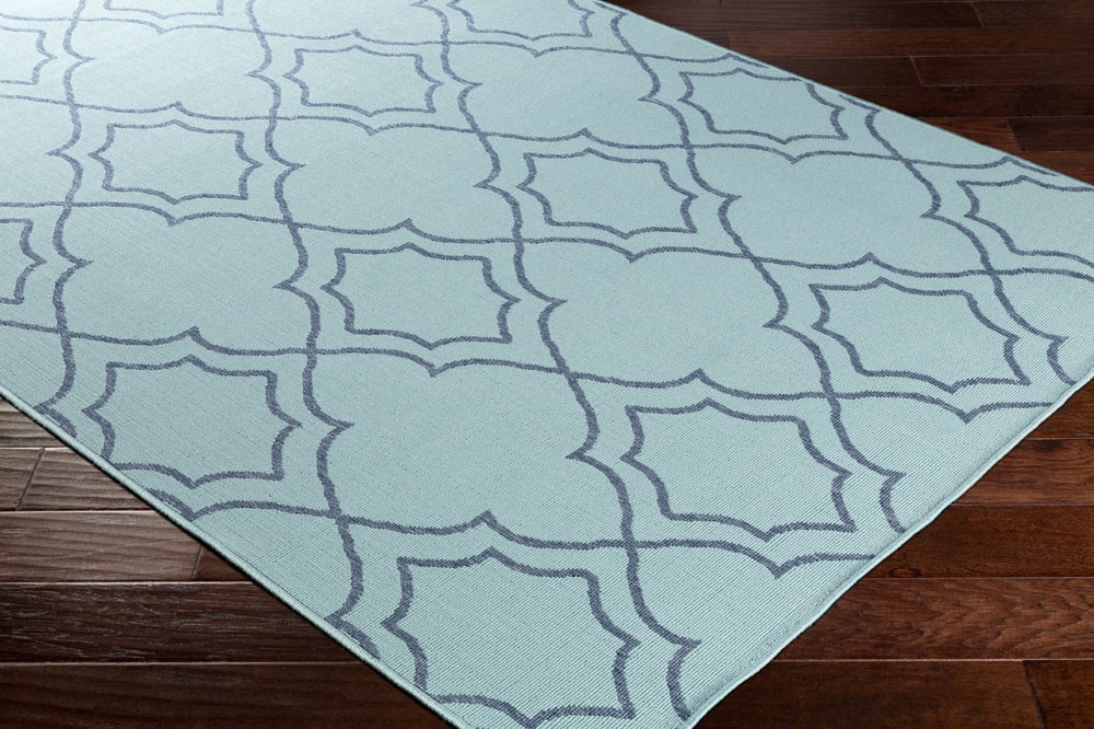 Livabliss Alfresco Olefin Flatweave Area Rug Country Cottage Style for Entryways and Kitchens Pale Blue, Navy 8'10" x 8'10" Round ALF9652-89RD