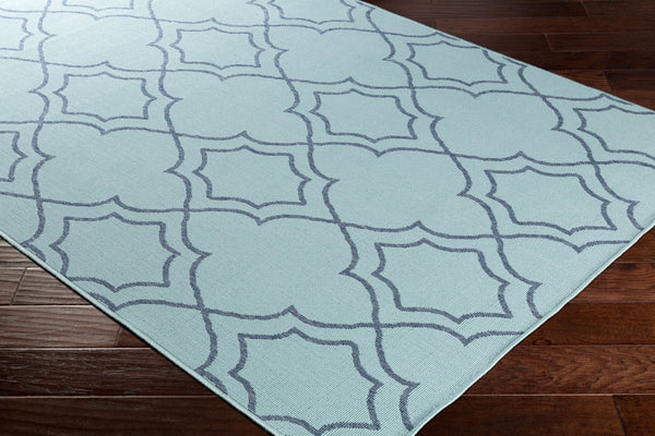 Livabliss Alfresco Olefin Flatweave Area Rug Country Cottage Style for Entryways and Kitchens Pale Blue, Navy 8'10" x 8'10" Round ALF9652-89RD