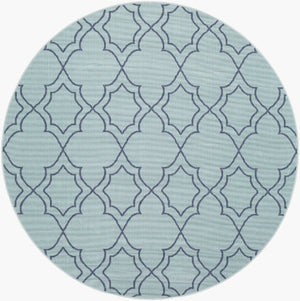 Livabliss Alfresco Olefin Flatweave Area Rug Country Cottage Style for Entryways and Kitchens Pale Blue, Navy 8'10" x 8'10" Round ALF9652-89RD