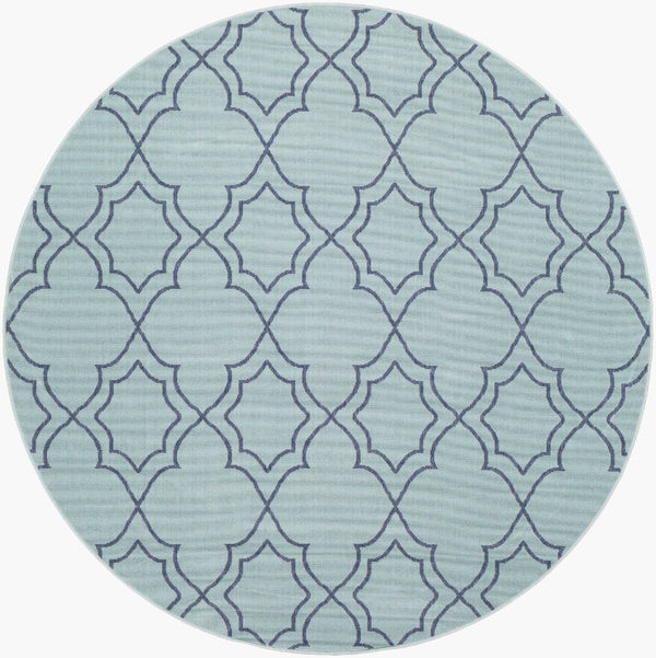 Livabliss Alfresco Olefin Flatweave Area Rug Country Cottage Style for Entryways and Kitchens Pale Blue, Navy 8'10" x 8'10" Round ALF9652-89RD