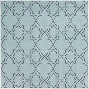 Livabliss Alfresco Olefin Flatweave Area Rug Country Cottage Style for Entryways and Kitchens Pale Blue, Navy 7'3" x 7'3" Square ALF9652-73SQ
