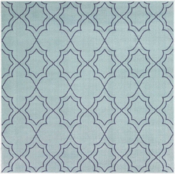 Livabliss Alfresco Olefin Flatweave Area Rug Country Cottage Style for Entryways and Kitchens Pale Blue, Navy 7'3" x 7'3" Square ALF9652-73SQ