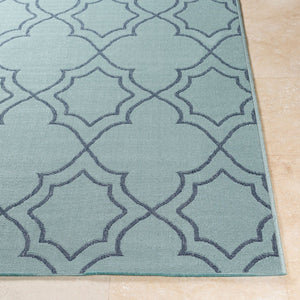 Livabliss Alfresco Olefin Flatweave Area Rug Country Cottage Style for Entryways and Kitchens Pale Blue, Navy 8'10" x 8'10" Round ALF9652-89RD
