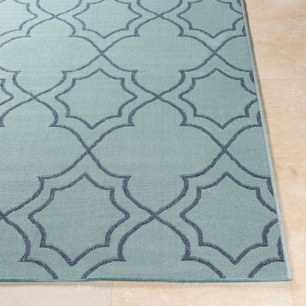 Livabliss Alfresco Olefin Flatweave Area Rug Country Cottage Style for Entryways and Kitchens Pale Blue, Navy 8'10" x 8'10" Round ALF9652-89RD