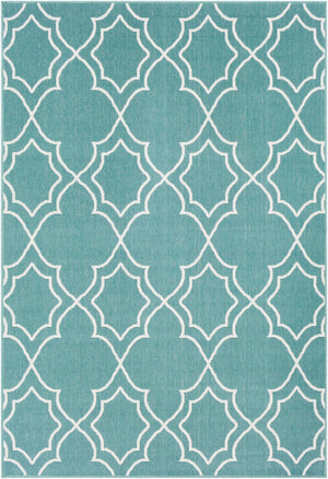 Livabliss Alfresco Flatweave Olefin Runner Rug for Hallways Entryways and Cottage Style Homes Teal, White 8'10" x 12'10" ALF9653-89129