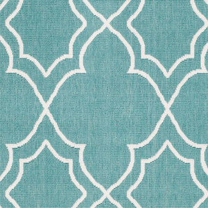 Livabliss Alfresco Flatweave Olefin Runner Rug for Hallways Entryways and Cottage Style Homes Teal, White 7'3" x 7'3" Round ALF9653-73RD