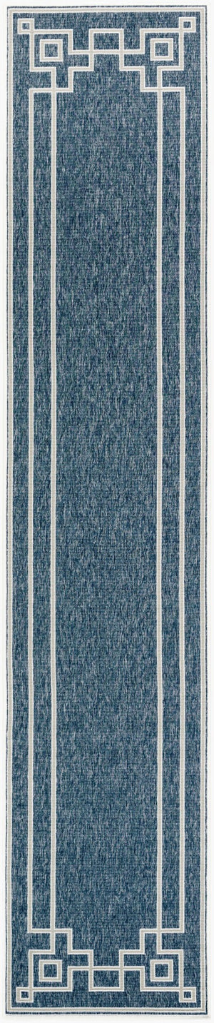 Livabliss Alfresco Cottage Style Flatweave Olefin Runner Rug for Hallways and Entryways Dark Blue, Taup 2'5" x 11'10" ALF9654-23119