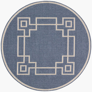 Livabliss Alfresco Cottage Style Flatweave Olefin Runner Rug for Hallways and Entryways Dark Blue, Taup 7'3" x 7'3" ALF9654-73RD