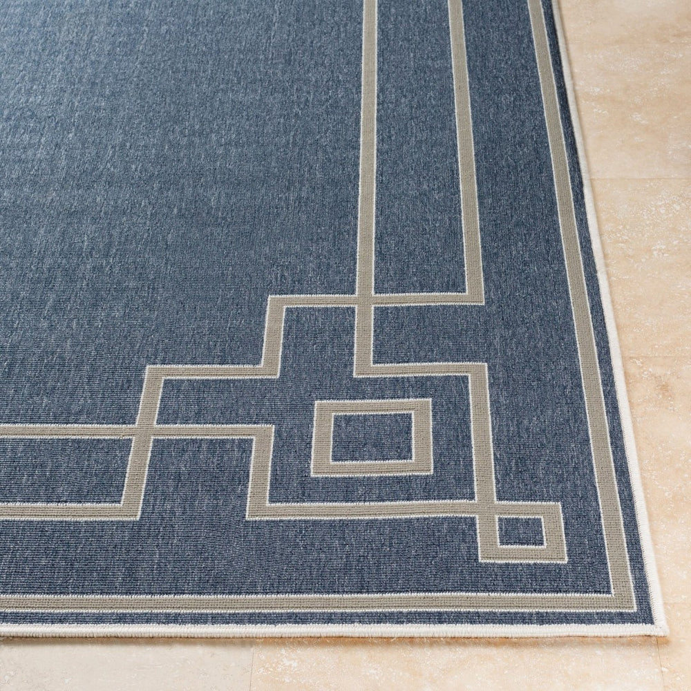 Livabliss Alfresco Cottage Style Flatweave Olefin Runner Rug for Hallways and Entryways Dark Blue, Taup 2'5" x 11'10" ALF9654-23119