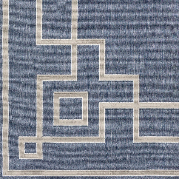 Livabliss Alfresco Cottage Style Flatweave Olefin Runner Rug for Hallways and Entryways Dark Blue, Taup 7'3" x 7'3" ALF9654-73RD