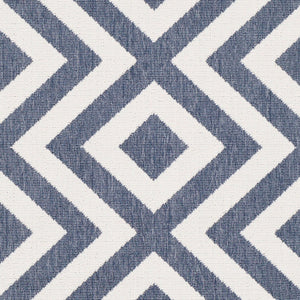 Livabliss Alfresco Flat Weave Olefin Area Rug Scandinavian Geometric Indoor Outdoor Patio Navy, White 5'3" x 5'3" ALF9657-53RD