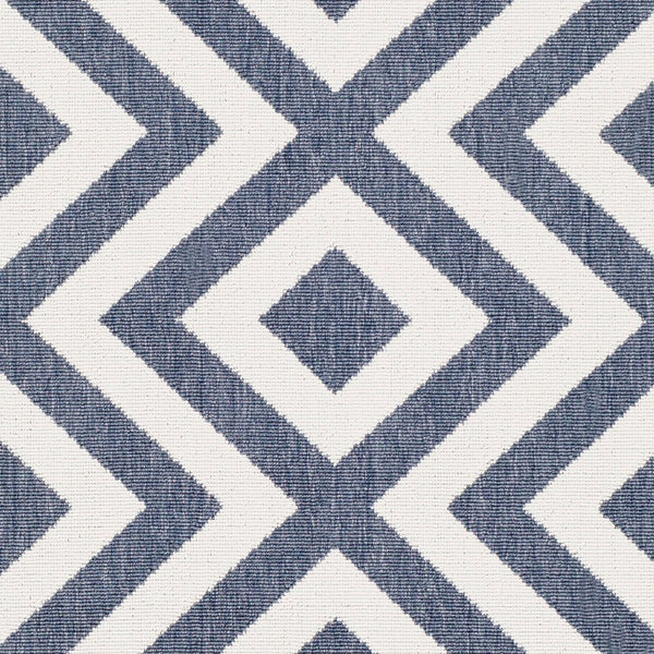 Livabliss Alfresco Flat Weave Olefin Area Rug Scandinavian Geometric Indoor Outdoor Patio Navy, White 5'3" x 5'3" ALF9657-53RD
