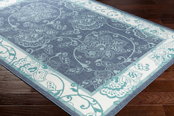 Livabliss Alfresco Flatweave Olefin Outdoor Rug Traditional Pattern for Patios and Decks Navy, Pale Blue 2'5" x 4'5" ALF9660-2346
