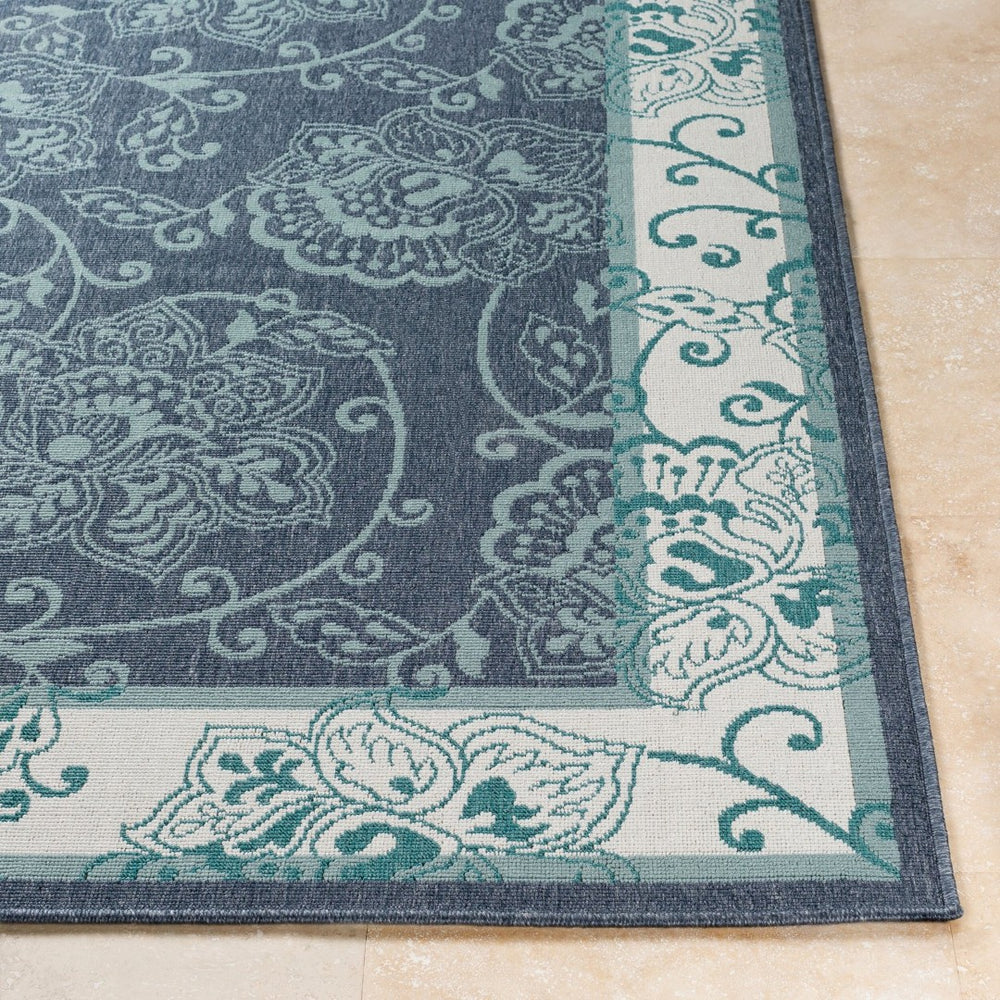 Livabliss Alfresco Flatweave Olefin Outdoor Rug Traditional Pattern for Patios and Decks Navy, Pale Blue 2'5" x 4'5" ALF9660-2346