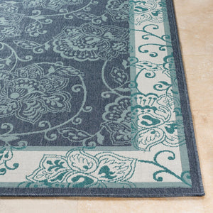 Livabliss Alfresco Flatweave Olefin Outdoor Rug Traditional Pattern for Patios and Decks Navy, Pale Blue 2'5" x 4'5" ALF9660-2346