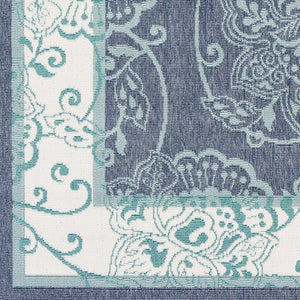 Livabliss Alfresco Flatweave Olefin Outdoor Rug Traditional Pattern for Patios and Decks Navy, Pale Blue 2'5" x 4'5" ALF9660-2346