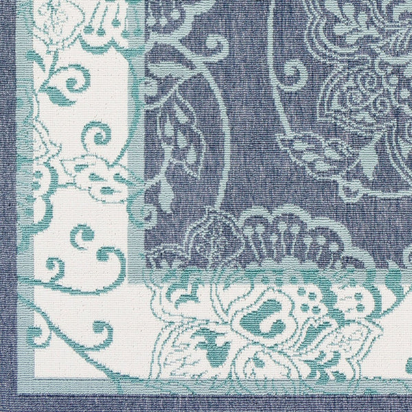 Livabliss Alfresco Flatweave Olefin Outdoor Rug Traditional Pattern for Patios and Decks Navy, Pale Blue 2'5" x 4'5" ALF9660-2346