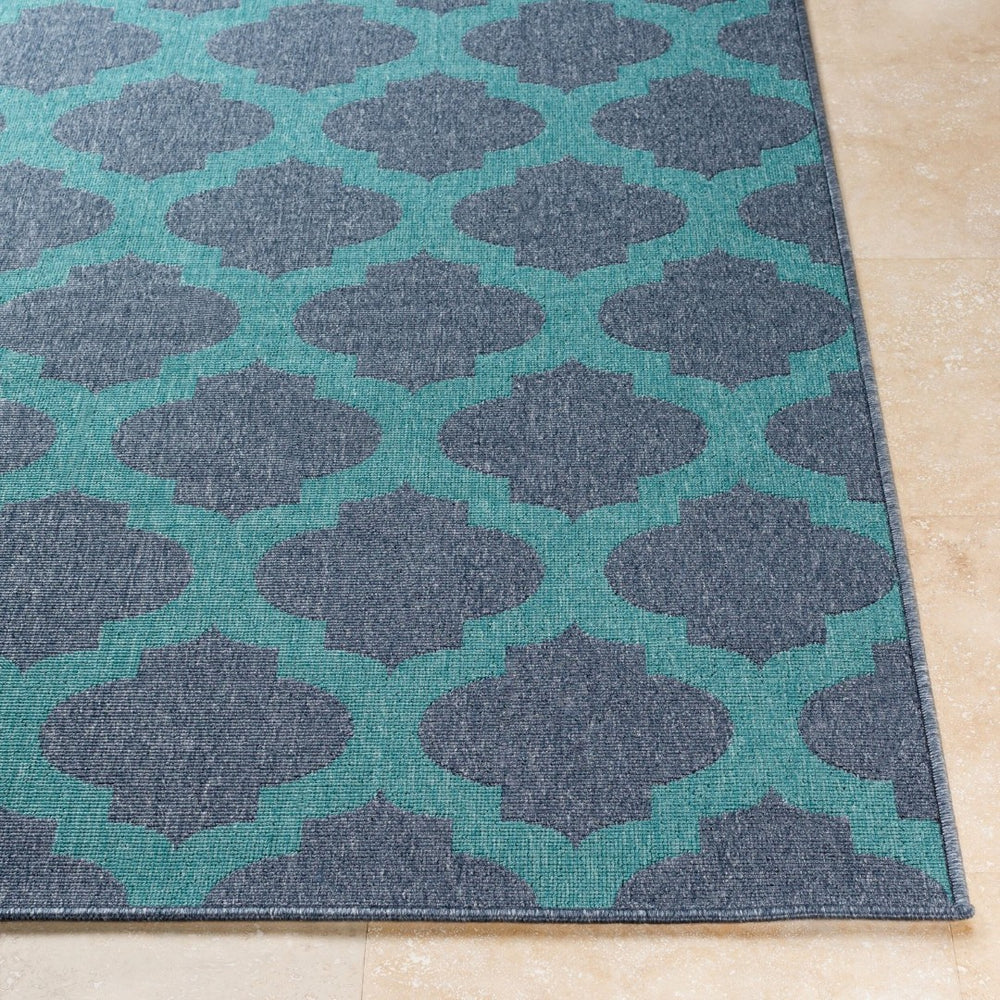 Livabliss Alfresco Flatweave Outdoor Area Rug Machine Woven Patio Poolside Low Pile Accent Navy, Teal 8'10" x 8'10" ALF9663-89RD