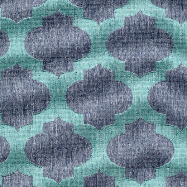 Livabliss Alfresco Flatweave Outdoor Area Rug Machine Woven Patio Poolside Low Pile Accent Navy, Teal 8'10" x 8'10" ALF9663-89RD