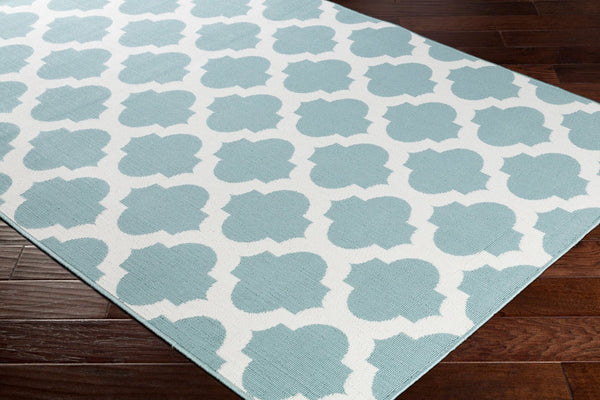 Livabliss Alfresco Outdoor Flatweave Area Rug Uv Resistant Egyptian Woven Patio Accent Pale Blue, Whit 8'10" x 8'10" ALF9664-89RD