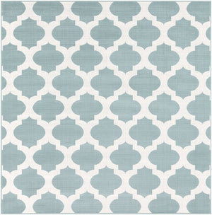 Livabliss Alfresco Outdoor Flatweave Area Rug Uv Resistant Egyptian Woven Patio Accent Pale Blue, Whit 7'3" x 7'3" ALF9664-73SQ
