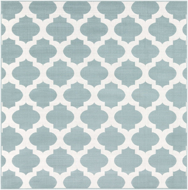 Livabliss Alfresco Outdoor Flatweave Area Rug Uv Resistant Egyptian Woven Patio Accent Pale Blue, Whit 7'3" x 7'3" ALF9664-73SQ