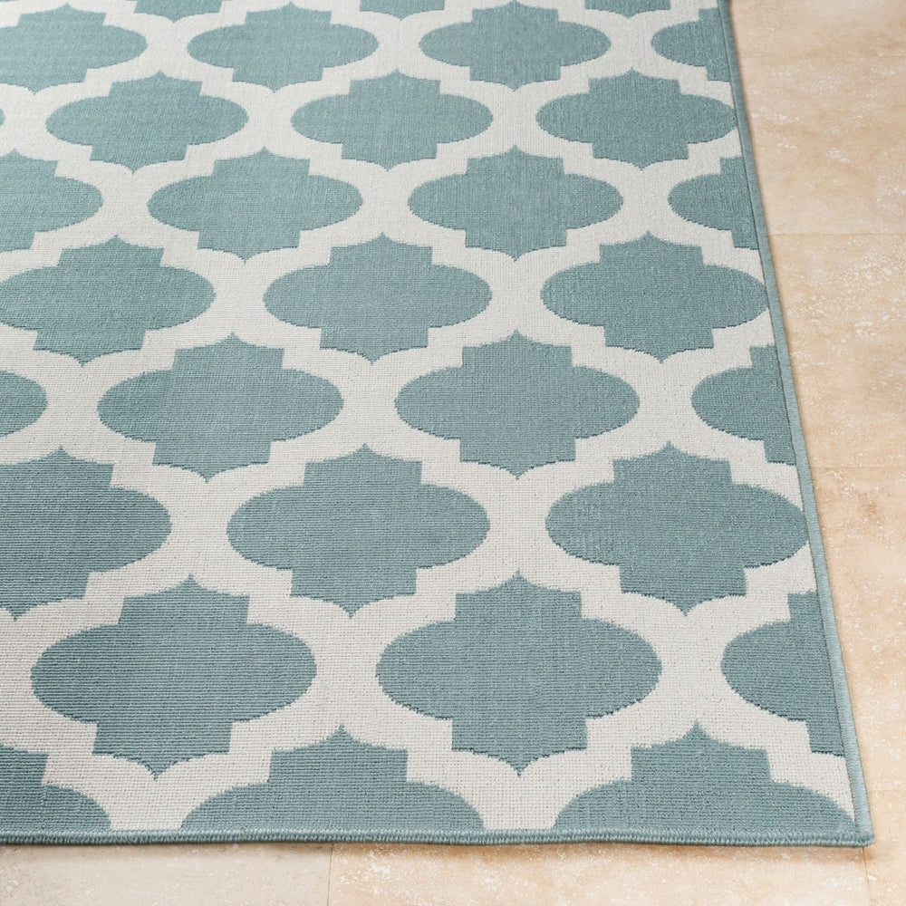 Livabliss Alfresco Outdoor Flatweave Area Rug Uv Resistant Egyptian Woven Patio Accent Pale Blue, Whit 8'10" x 8'10" ALF9664-89RD