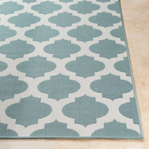 Livabliss Alfresco Outdoor Flatweave Area Rug Uv Resistant Egyptian Woven Patio Accent Pale Blue, Whit 8'10" x 8'10" ALF9664-89RD