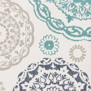Livabliss Alfresco Flatweave Olefin Runner Rug for Entryways Hallways and Covered Patios Teal, Navy 2'5" x 7'10" ALF9665-2379