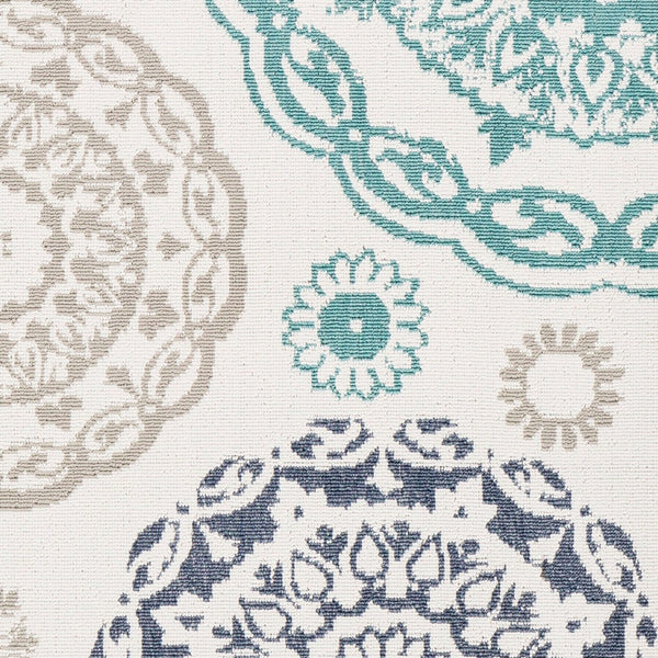 Livabliss Alfresco Flatweave Olefin Runner Rug for Entryways Hallways and Covered Patios Teal, Navy 2'5" x 7'10" ALF9665-2379