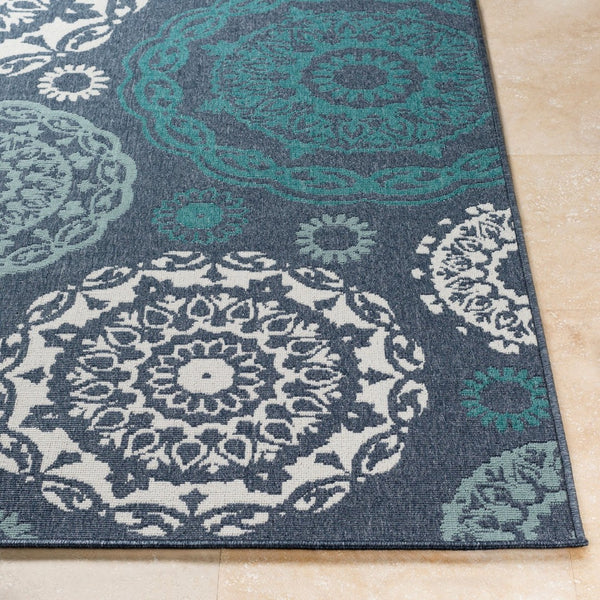 Livabliss Alfresco Olefin Flatweave Runner Rug Cottage Style Indoor Outdoor Hallway Mat Navy, Pale Blue 8'10" x 8'10" ALF9666-89SQ