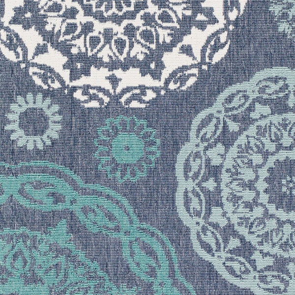 Livabliss Alfresco Olefin Flatweave Runner Rug Cottage Style Indoor Outdoor Hallway Mat Navy, Pale Blue 8'10" x 8'10" ALF9666-89SQ