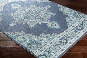 Livabliss Alfresco Outdoor Square Rug Weather Resistant Olefin Patio Deck Traditional Pattern Navy, Pale Blue 8'10" x 12'10" ALF9670-89129