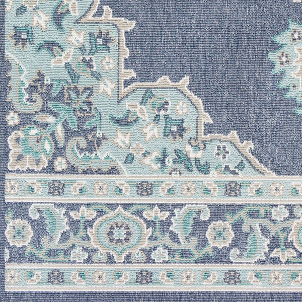 Livabliss Alfresco Outdoor Square Rug Weather Resistant Olefin Patio Deck Traditional Pattern Navy, Pale Blue 8'10" x 12'10" ALF9670-89129
