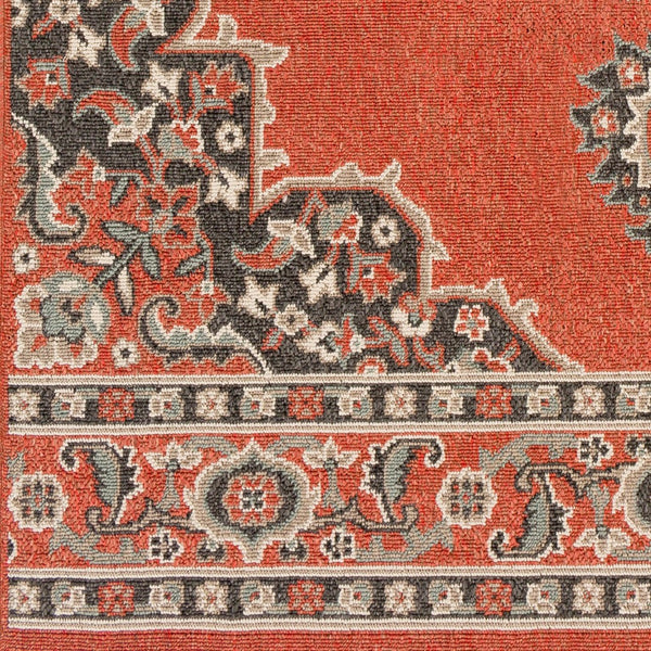 Livabliss Alfresco Traditional Pattern Olefin Outdoor Rug for Patios Porches and Entryways Rust, Black 2'5" x 4'5" ALF9672-2346