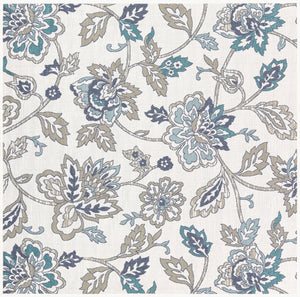 Livabliss Alfresco Flatweave Olefin Area Rug Cottage Style for Patio Sunroom or Living Space Pale Blue, Taup 8'10" x 8'10" Square ALF9674-89SQ